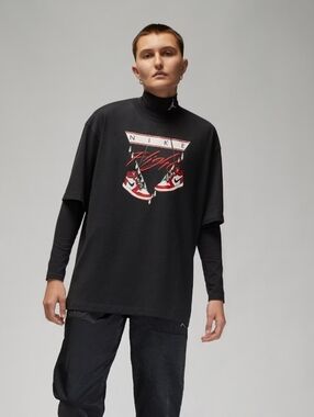 NIKE JORDAN FLIGHT WOMEN'S OVERSIZED T-SHIRT SIZE XXL DV1411-010 BLACK
